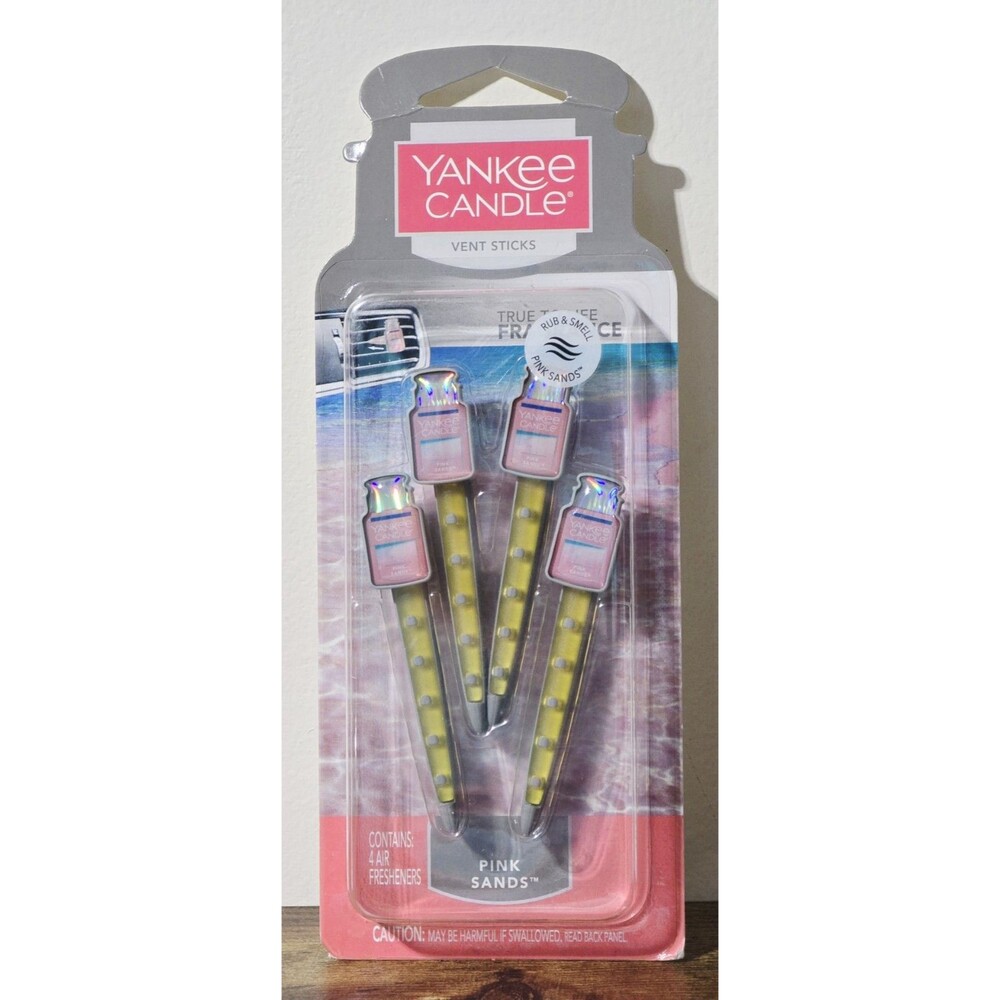 New Yankee Candle Vent Sticks Pink Sands 4 Sticks per Pack. Lot Of 2 Packs